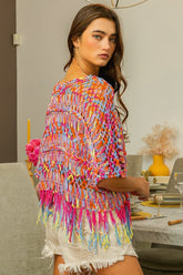 BiBi Openwork Fringed Knit Cover Up OutfitFlow